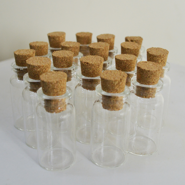 Transparent Mini Empty Glass Bottles With Cork (set of 6)