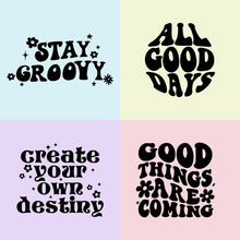 Four colorful quote mirrors with inspirational phrases: 