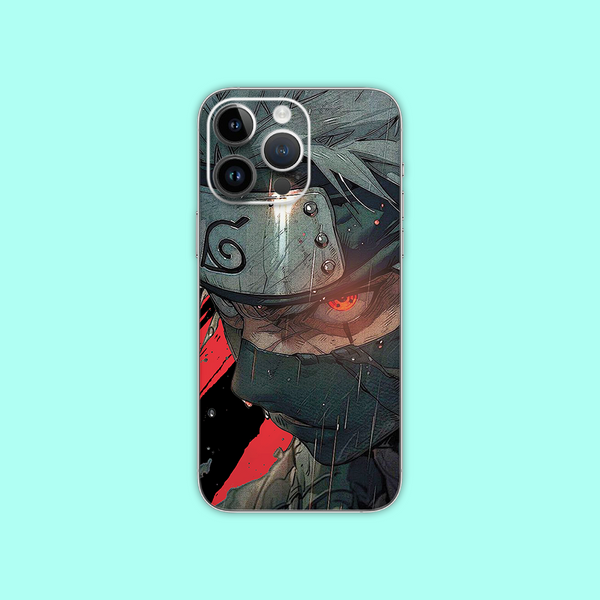 a phone case with an anime character Kakashi on it