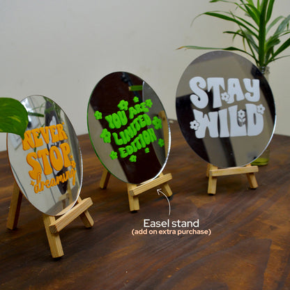 Groovy mirrors with quotes set of 3