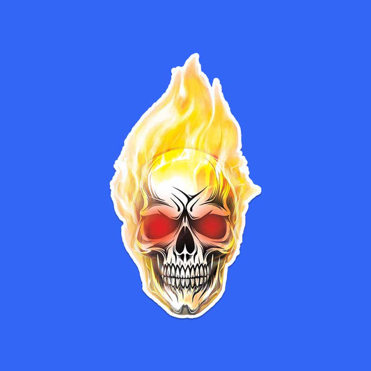 Blazing Biker Skull Sticker