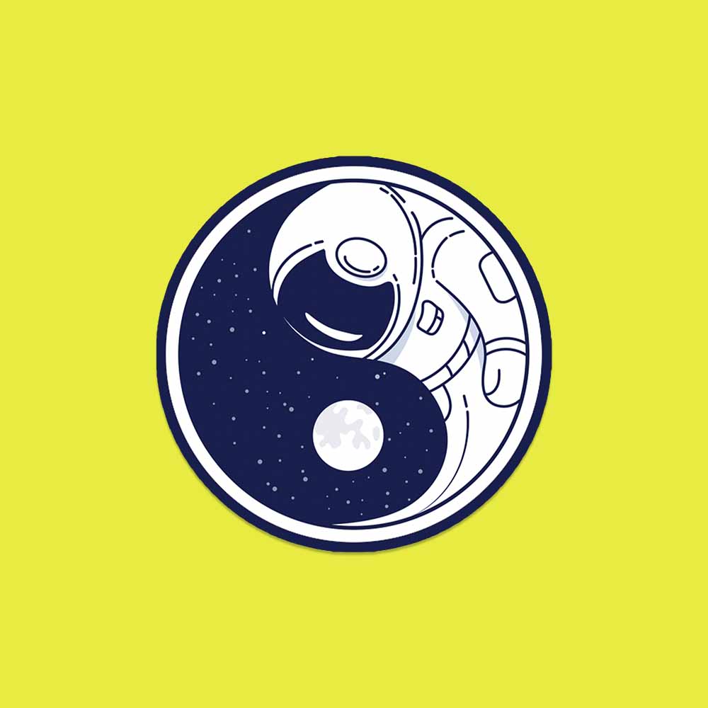 Space ying and yang sticker