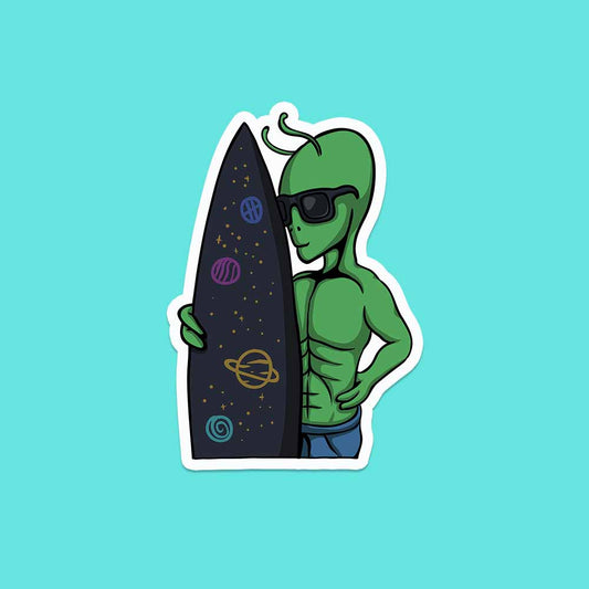 Alien Surfer Sticker