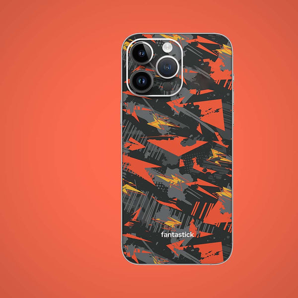 Orange glitch pattern mobile skin